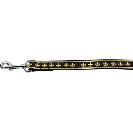 MIRAGE PET PRODUCTS Black & Gold Fleur De Lis Nylon Dog Leash0.63 in. x 4 ft. 125-159 5804